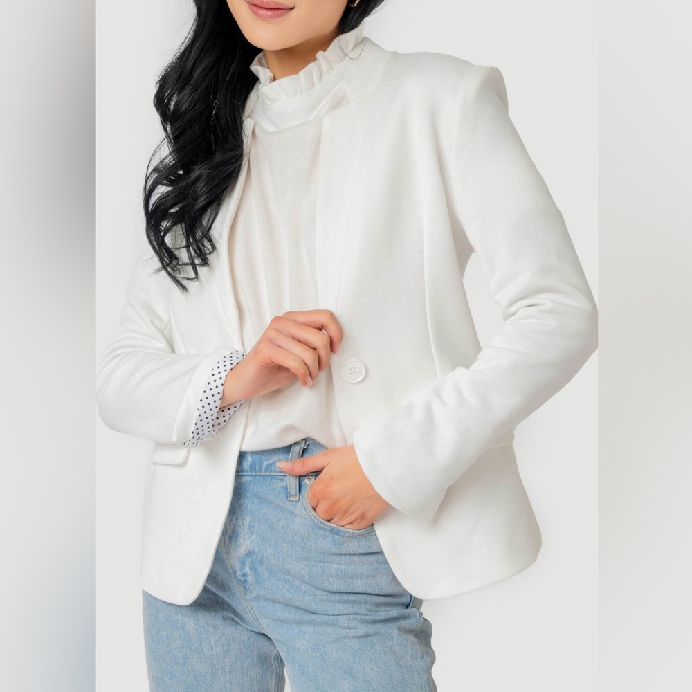 Gibson White Notch Collar Blazer S
